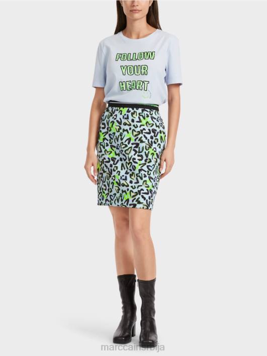 танка мини сукња са принтом графита Marc Cain D688470 меки прах плаве боје одећу