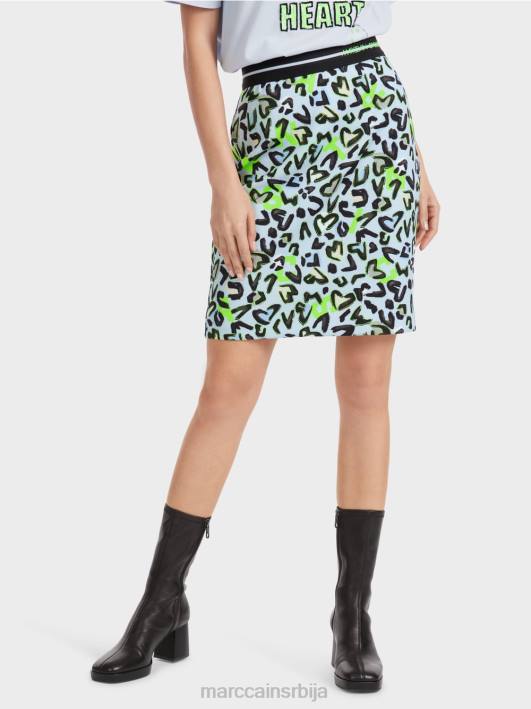 танка мини сукња са принтом графита Marc Cain D688470 меки прах плаве боје одећу