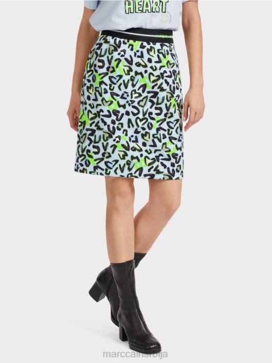 танка мини сукња са принтом графита Marc Cain D688470 меки прах плаве боје одећу