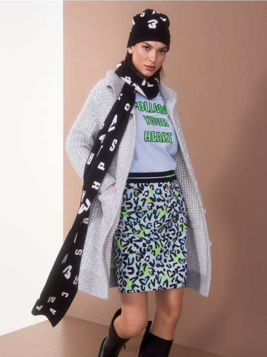 танка мини сукња са принтом графита Marc Cain D688470 меки прах плаве боје одећу