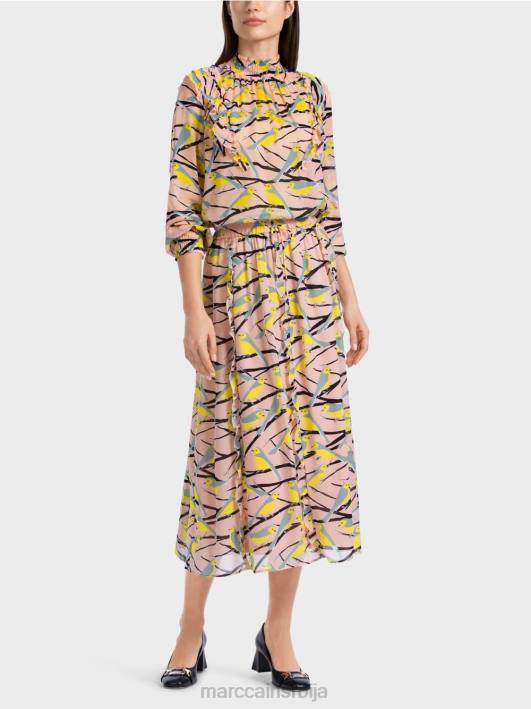 миди сукња са детаљима на воланима Marc Cain D688472 меки пудер розе одећу