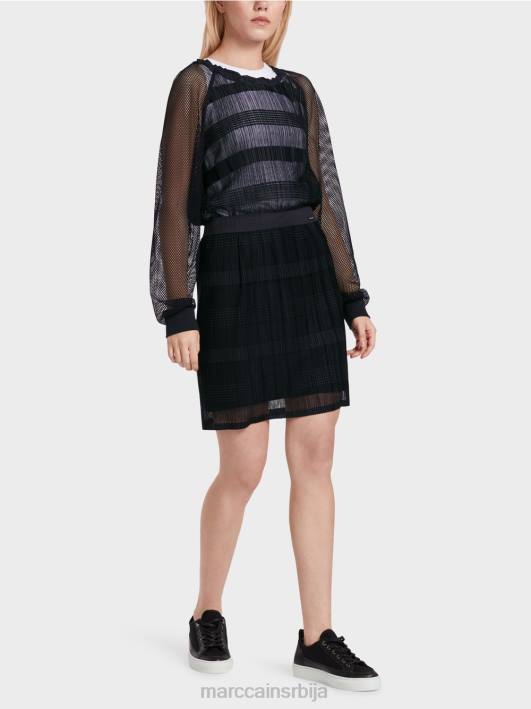 елегантна мини сукња са шифоном Marc Cain D688476 поноћно плава одећу