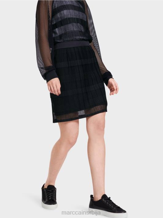 елегантна мини сукња са шифоном Marc Cain D688476 поноћно плава одећу