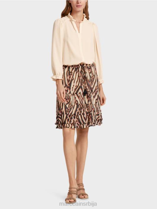 кратка сукња са воланом од вискозног крепа Marc Cain D688477 Бордо одећу