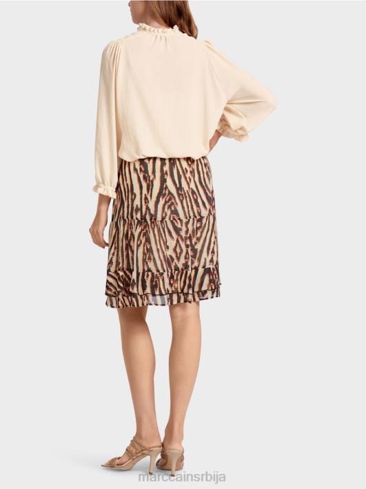 кратка сукња са воланом од вискозног крепа Marc Cain D688477 Бордо одећу