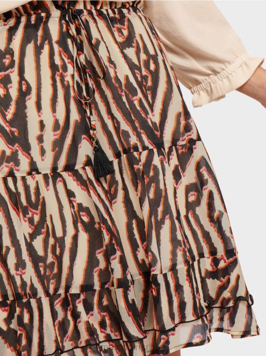 кратка сукња са воланом од вискозног крепа Marc Cain D688477 Бордо одећу