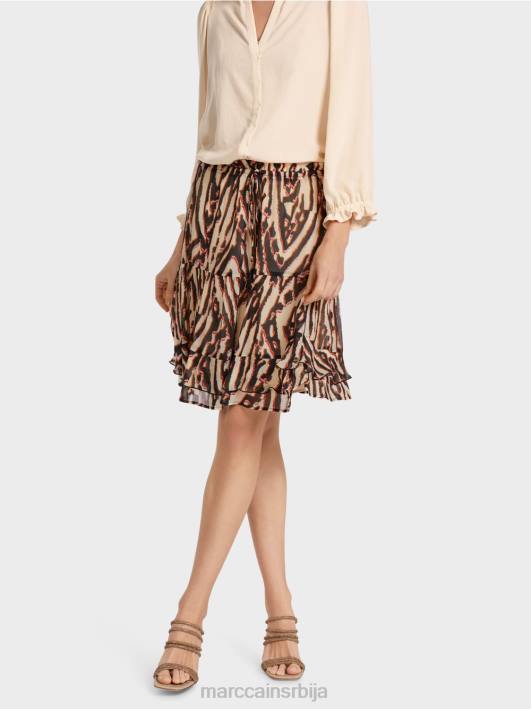 кратка сукња са воланом од вискозног крепа Marc Cain D688477 Бордо одећу