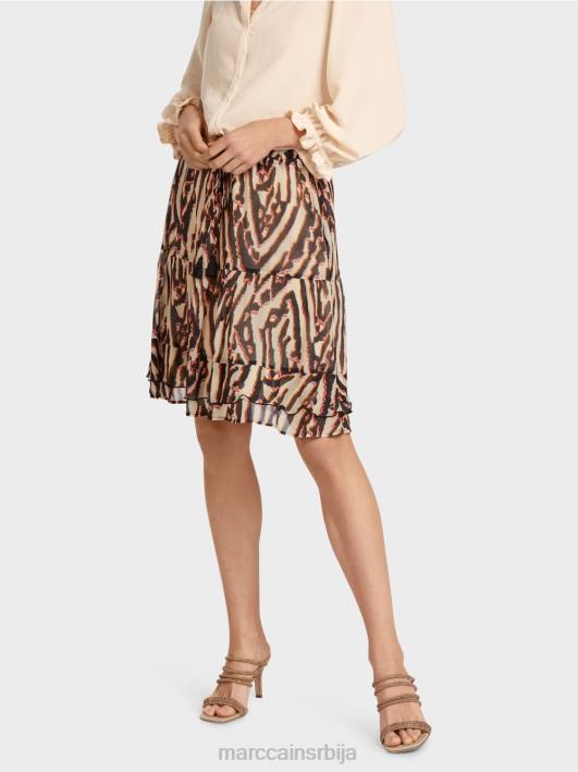 кратка сукња са воланом од вискозног крепа Marc Cain D688477 Бордо одећу