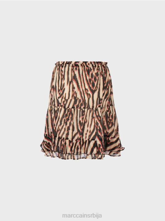 кратка сукња са воланом од вискозног крепа Marc Cain D688477 Бордо одећу