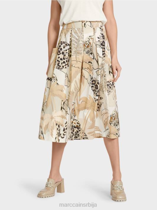 широка сукња са колаж принтом Marc Cain D688486 дубок песак одећу