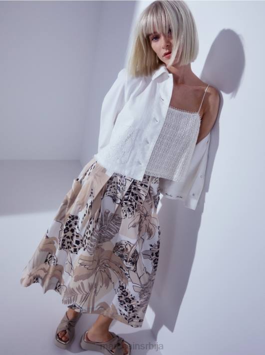 широка сукња са колаж принтом Marc Cain D688486 дубок песак одећу