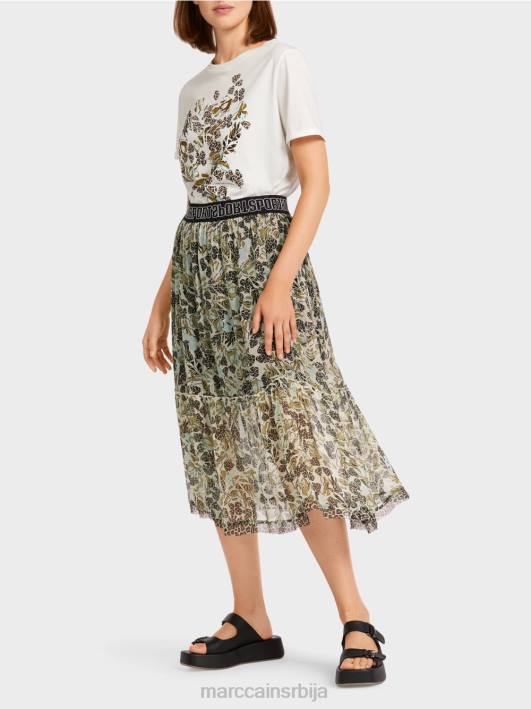 вишеслојна сукња од вискозног крепа Marc Cain D688498 мекани светларник одећу