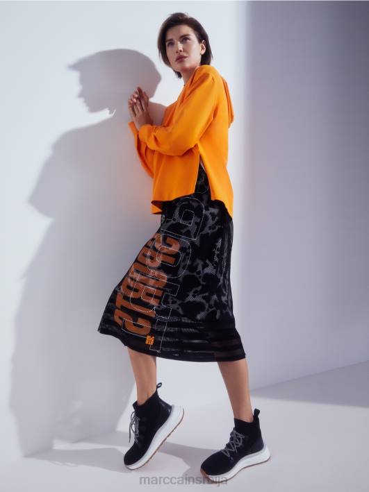 мрежаста сукња са штампаном поставом Marc Cain D688501 црн одећу