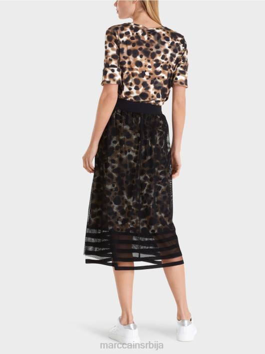 мрежаста сукња са штампаном поставом Marc Cain D688503 лагана кафа одећу