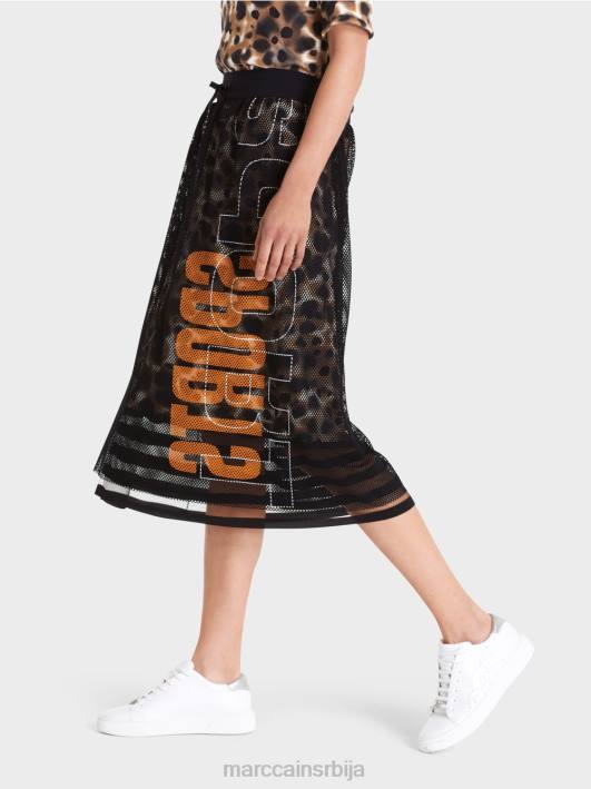 мрежаста сукња са штампаном поставом Marc Cain D688503 лагана кафа одећу