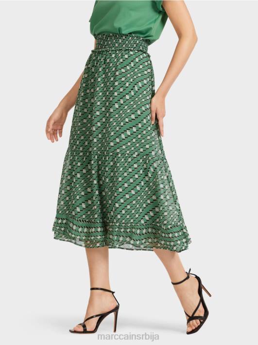 штампана сукња од волана Marc Cain D688509 маховина зелена одећу