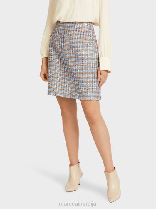 мини сукња од памука Marc Cain D688513 атмосферско плаво одећу