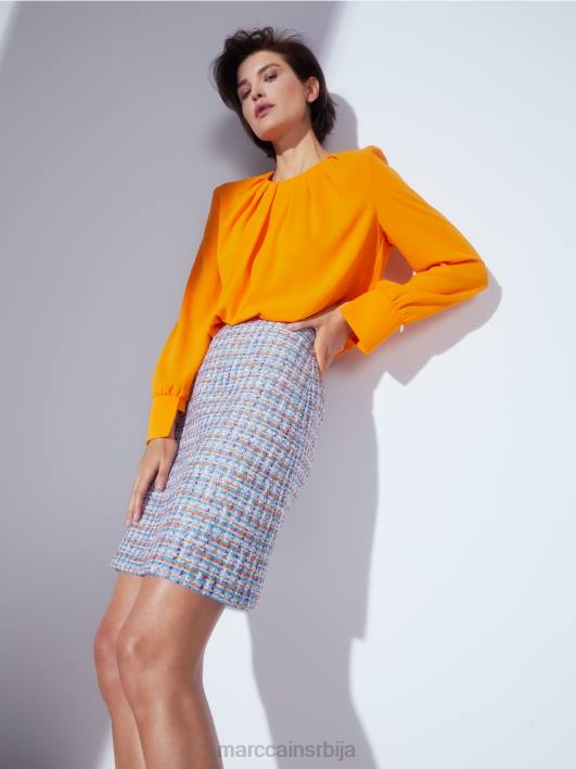 мини сукња од памука Marc Cain D688513 атмосферско плаво одећу