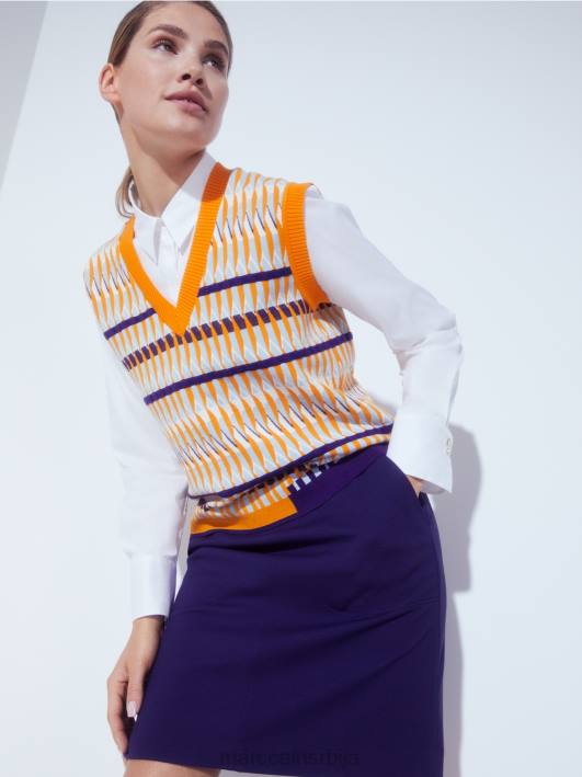 слим-фит сукња са украсним мц ланцем Marc Cain D688514 краљевски пурпур одећу