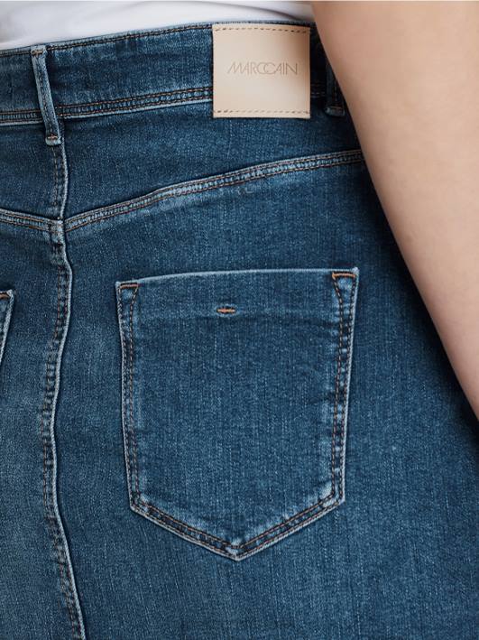 оловка сукња од тексаса Marc Cain D688519 тамноплави тексас одећу