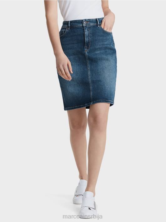 оловка сукња од тексаса Marc Cain D688519 тамноплави тексас одећу