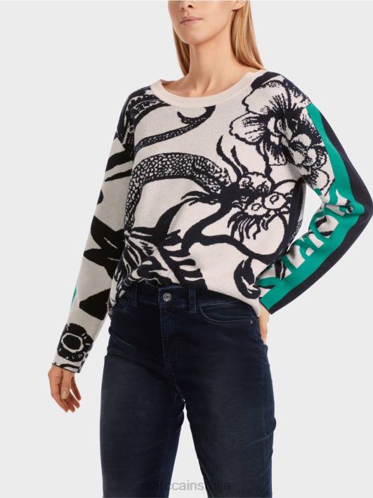 плетени џемпер са целим дизајном Marc Cain D6881061 цвет бадема одећу