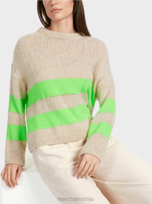 пругасти џемпер плетен у Немачкој Marc Cain D6881096 светло шокантно зелено одећу