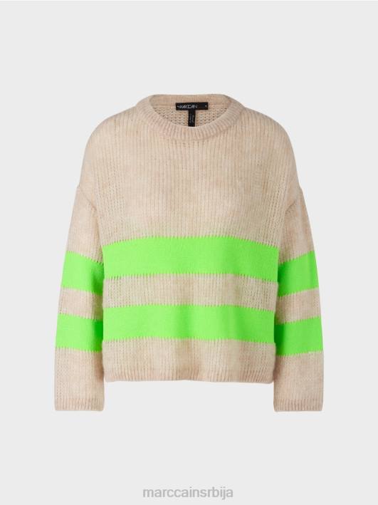 пругасти џемпер плетен у Немачкој Marc Cain D6881096 светло шокантно зелено одећу