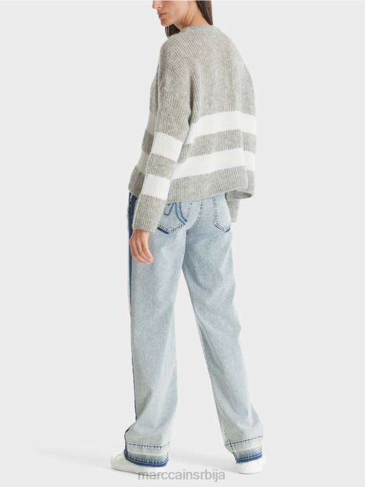 пругасти џемпер плетен у Немачкој Marc Cain D6881097 Сребрно сива одећу