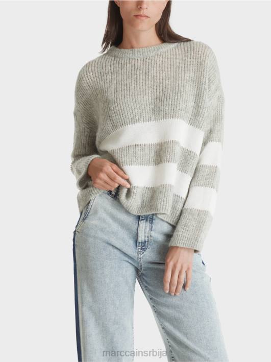 пругасти џемпер плетен у Немачкој Marc Cain D6881097 Сребрно сива одећу