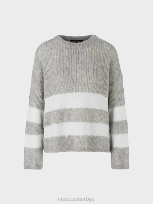 пругасти џемпер плетен у Немачкој Marc Cain D6881097 Сребрно сива одећу