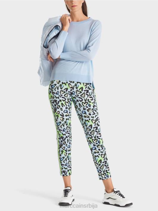 фино плетени џемпер "премислимо заједно". Marc Cain D6881098 меки прах плаве боје одећу