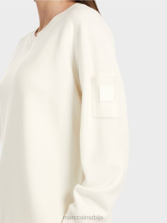 плетени џемпер са џепом на рукаву Marc Cain D6881105 прљаво бело одећу