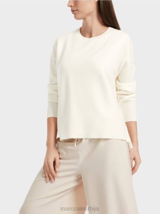 плетени џемпер са џепом на рукаву Marc Cain D6881105 прљаво бело одећу