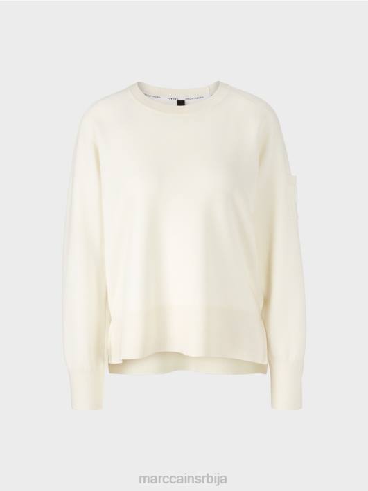 плетени џемпер са џепом на рукаву Marc Cain D6881105 прљаво бело одећу