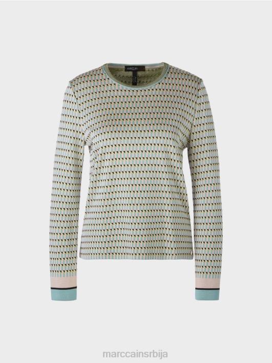 џемпер са узорком плетен у Немачкој Marc Cain D6881114 тамно небо плаво одећу