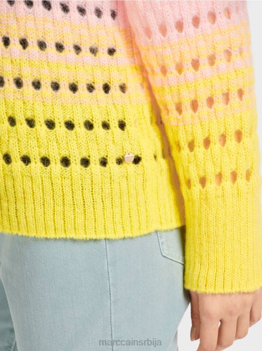 пругасти плетени у немачком џемперу Marc Cain D6881115 меки лимун одећу