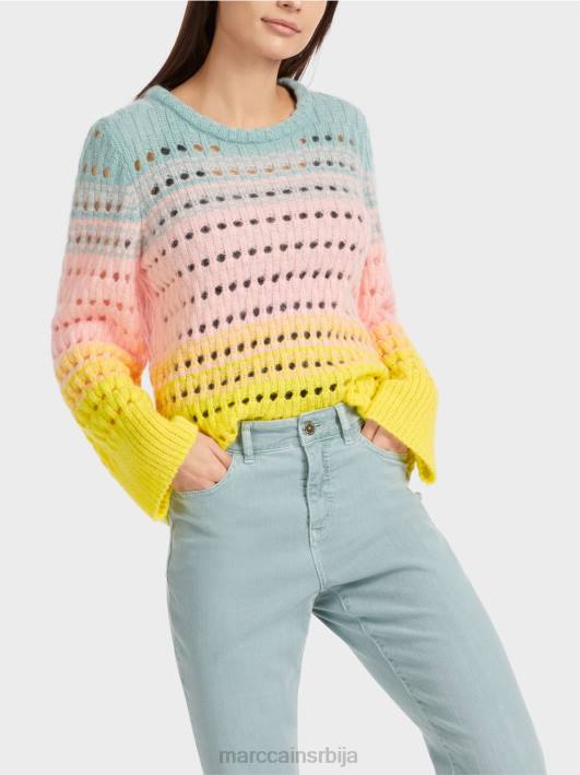 пругасти плетени у немачком џемперу Marc Cain D6881115 меки лимун одећу