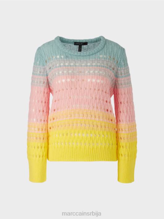 пругасти плетени у немачком џемперу Marc Cain D6881115 меки лимун одећу