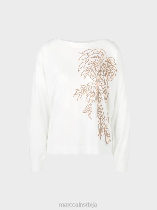 плетени џемпер са великим изрезом Marc Cain D6881143 прљаво бело одећу