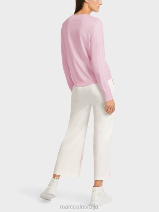 елегантан фино плетени џемпер са в-изрезом Marc Cain D6881156 светла лаванда одећу