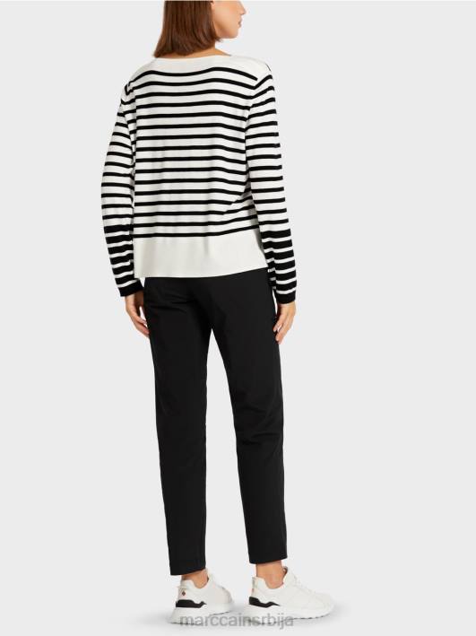 џемпер са пругама од плетенице Marc Cain D6881176 бело и црно одећу