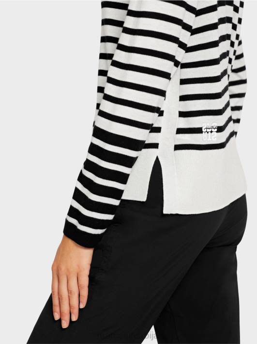 џемпер са пругама од плетенице Marc Cain D6881176 бело и црно одећу
