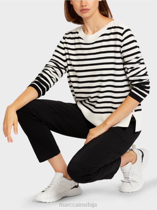 џемпер са пругама од плетенице Marc Cain D6881176 бело и црно одећу