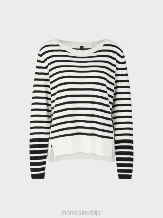 џемпер са пругама од плетенице Marc Cain D6881176 бело и црно одећу
