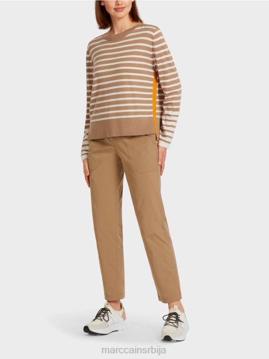 џемпер са пругама од плетенице Marc Cain D6881179 лагана кафа одећу
