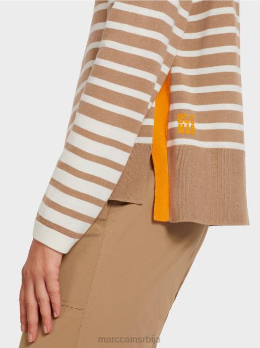 џемпер са пругама од плетенице Marc Cain D6881179 лагана кафа одећу