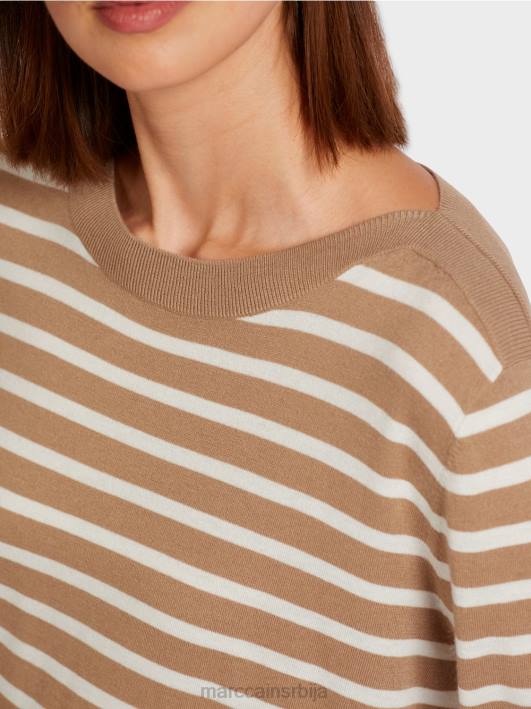 џемпер са пругама од плетенице Marc Cain D6881179 лагана кафа одећу