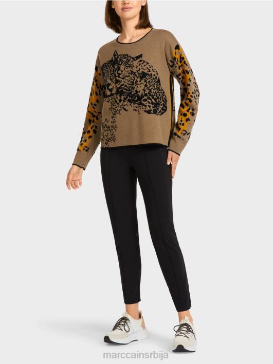 плетени џемпер са леопард дизајном Marc Cain D6881180 лагана кафа одећу