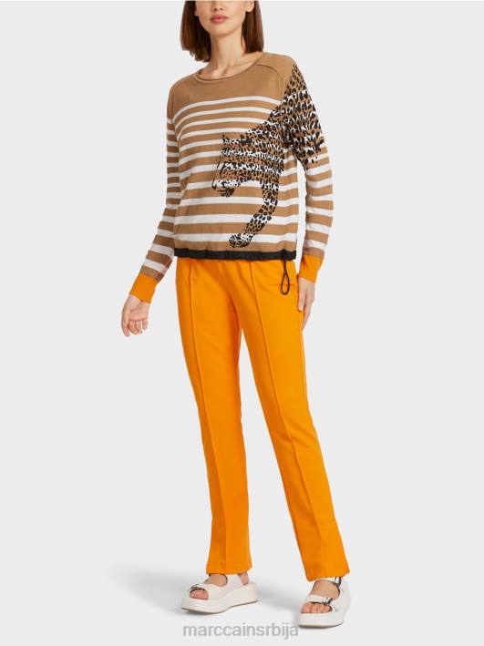пругасти џемпер "плетен у немачкој" Marc Cain D6881181 лагана кафа одећу